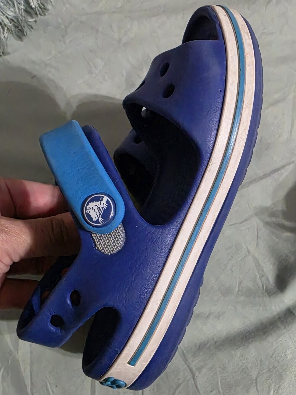 Crocs Kids Blue Strap Sandals - Youth Easy-On Comfort  Size 8C